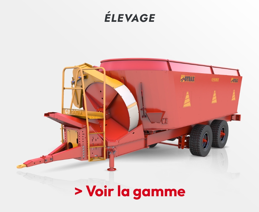 Matériels d’élevage Gyrax – mélangeuses, dérouleuses et solutions fourragères