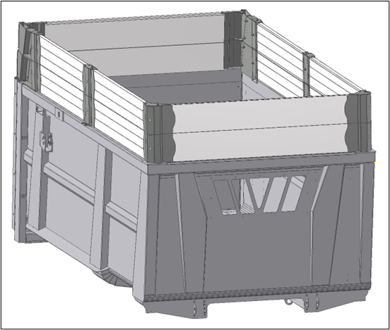 image 3D d'une coque de remorque BMWL Gyrax, avec une rehausse 60cm