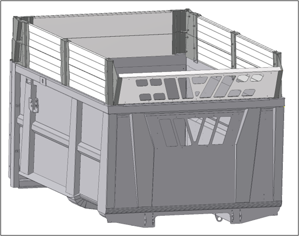 image 3D d'une coque de remorque BMWL Gyrax, avec une rehausse 60cm et un kit ensilage
