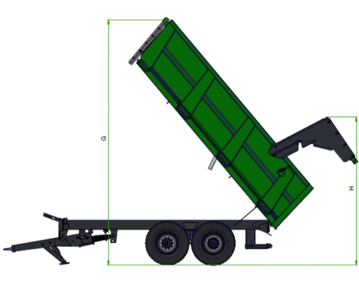 image industrielle avec légende d'une benne bmxl gyrax en position levée