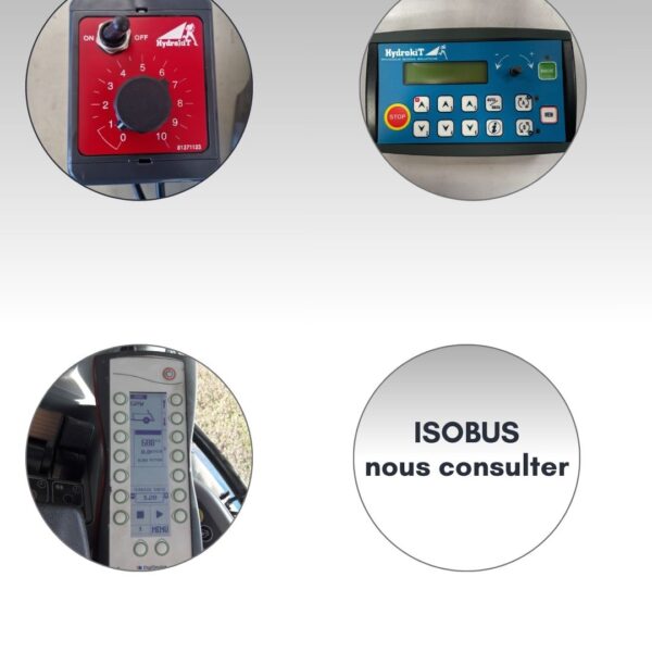 Image des différentes options de commande pour les épandeurs Gyrax