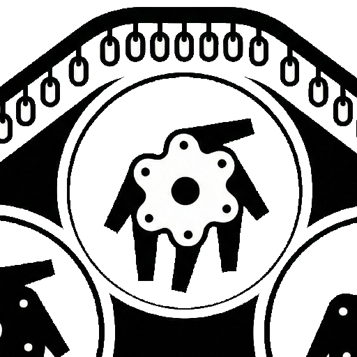 logo noir et blanc minimaliste de dessous d'un broyeur HD1 Gyrax, montrant les rotors et lames