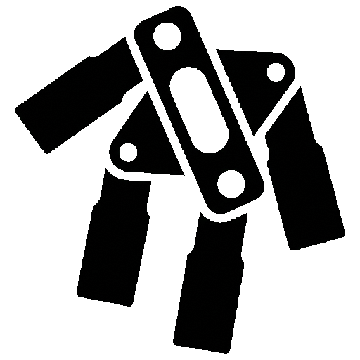 Logo noir et blanc minimaliste de 4 lames de broyage