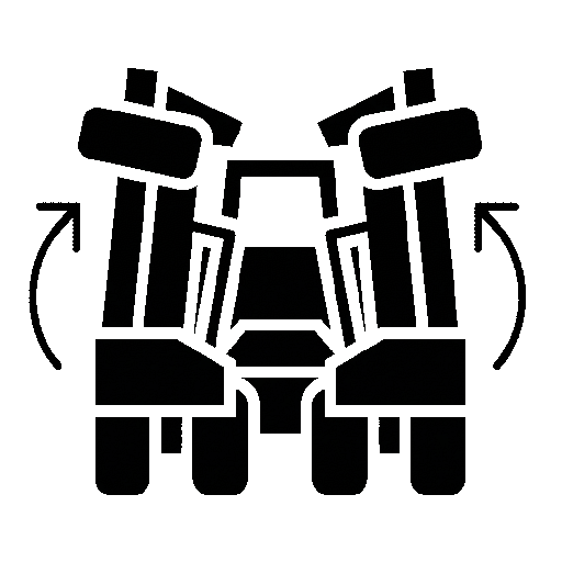 logo minimaliste noir et blanc d'un broyeur repliable G540 Gyrax