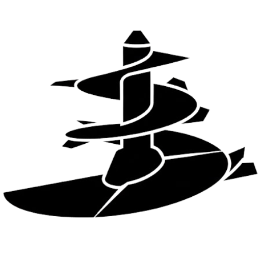 logo noir et blanc minimaliste d'une vis de mélangeuse gyrax