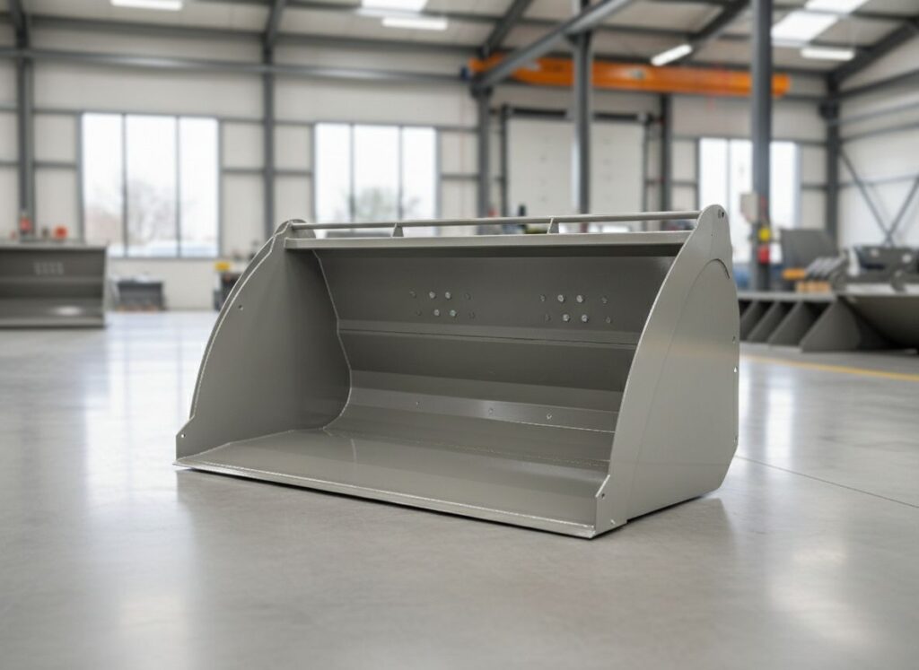 Godet céréales Gyrax gris anthracite, posé au sol dans l'usine