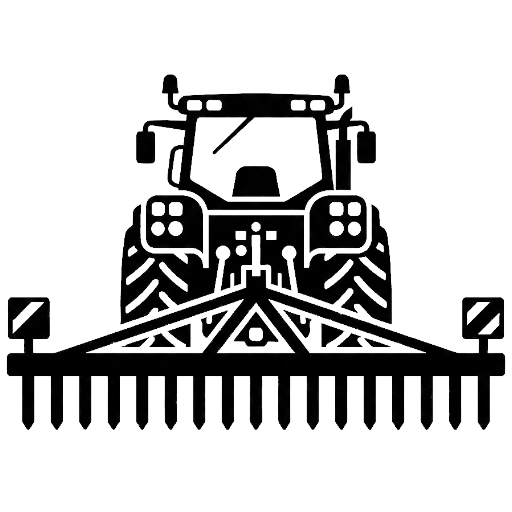 Logo noir et blanc minimaliste d'un cultivateur en position de travail